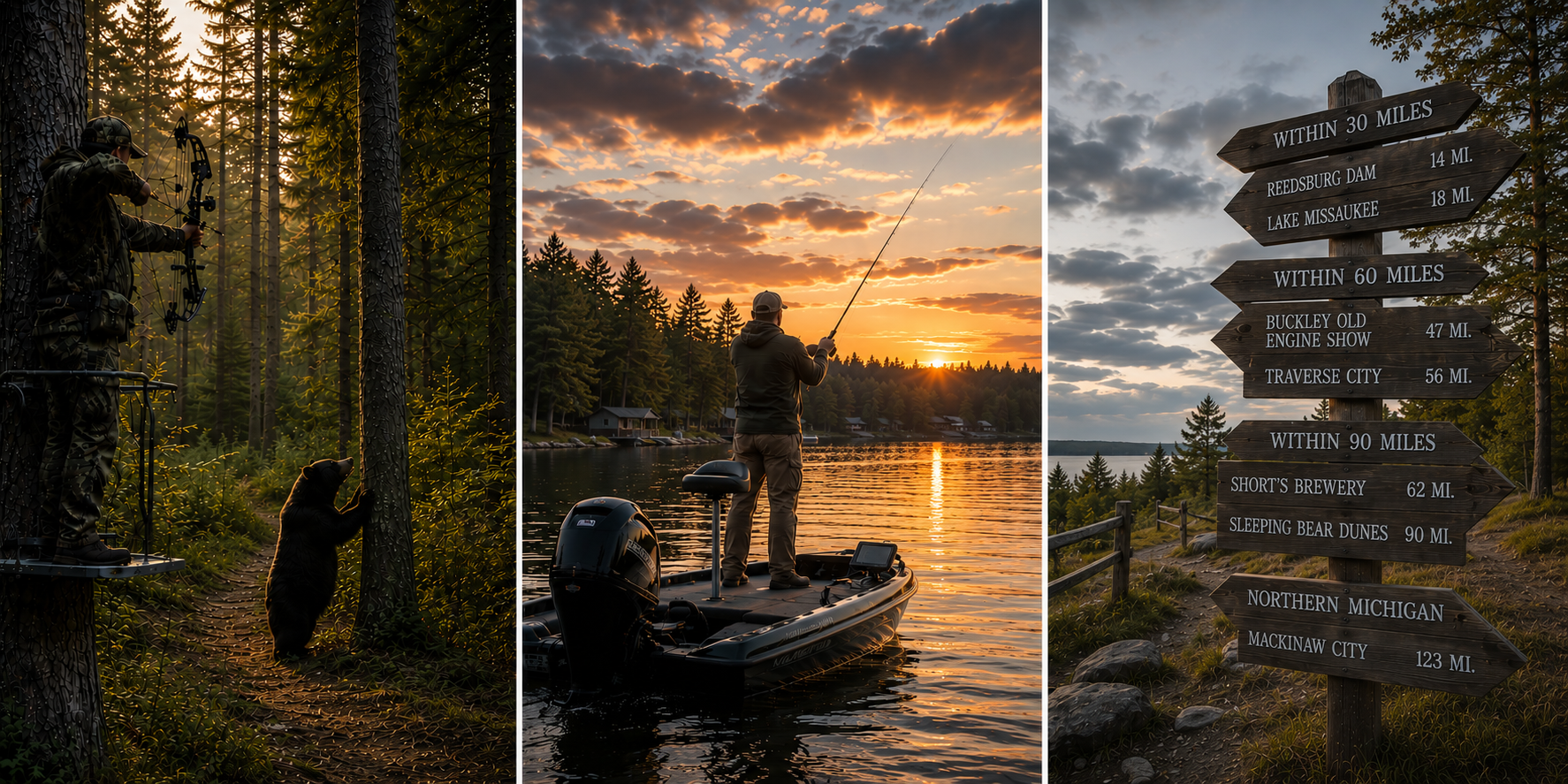 Northern Michigan hunting, fishing, and adventure scenes